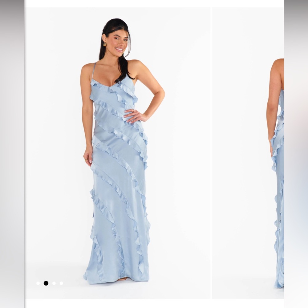 Show Me Your MuMu Light Blue Ruffle Maxi Dress